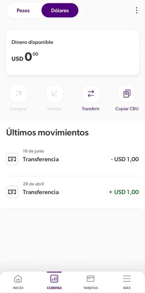 ¿Cómo funciona la cuenta en dólares en la app Naranja X?