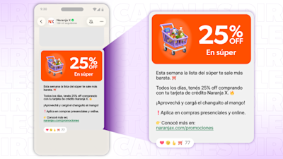 Canal oficial de WhatsApp de Naranja X