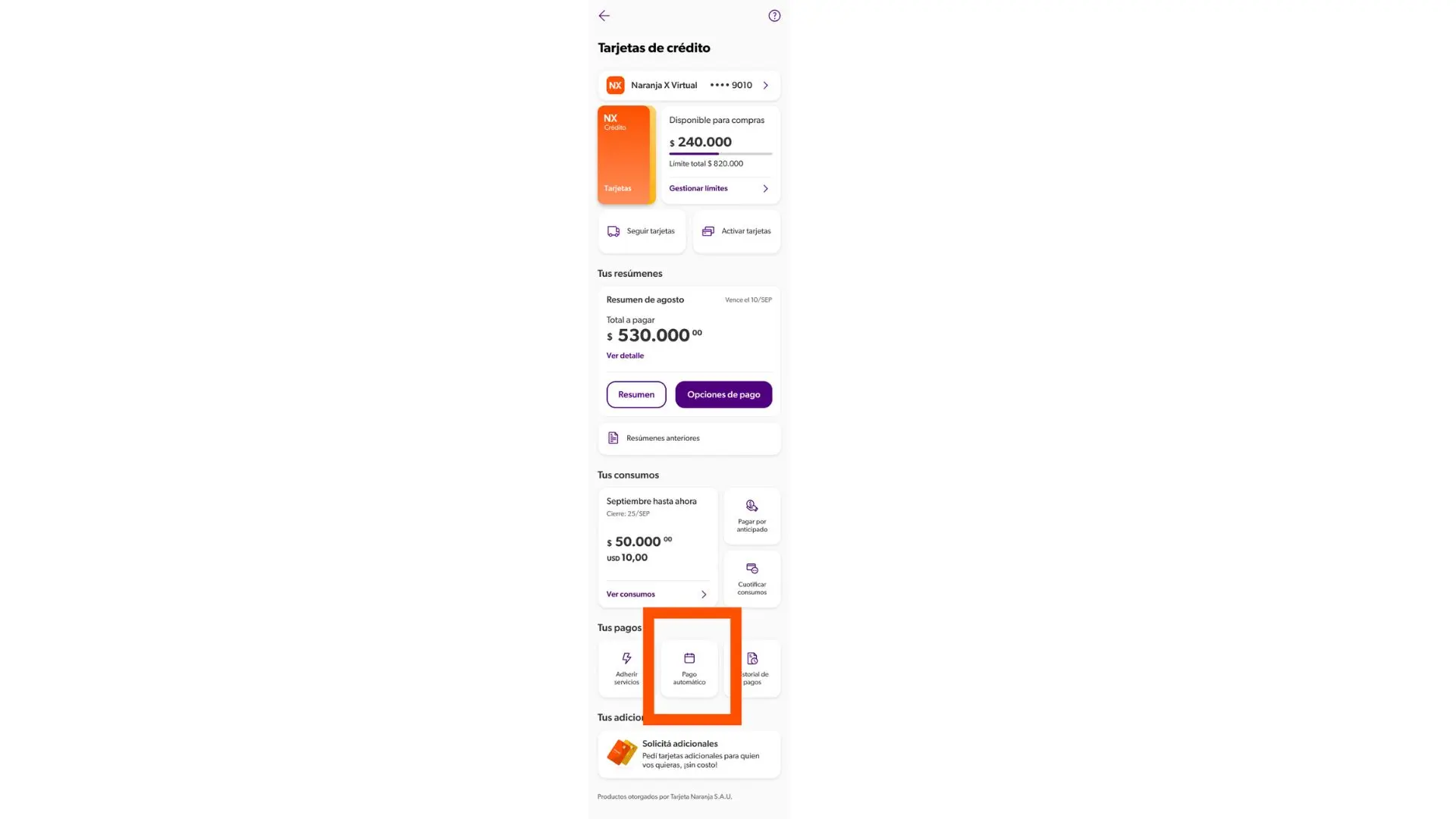 Pantalla de app con el botón de 