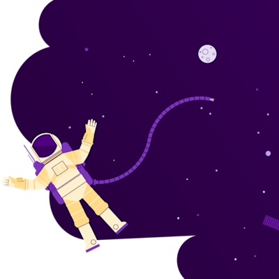 Astronauta flotando, perdido en el espacio.