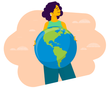 Mujer sosteniendo el mundo