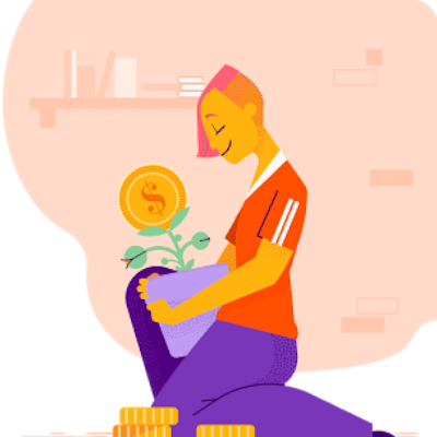 Una persona sosteniendo una maceta con monedas