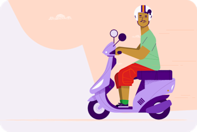 Hombre manejando su motocicleta.