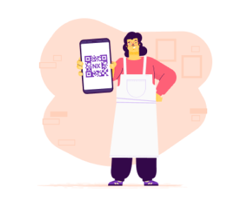 Mujer con su código QR.