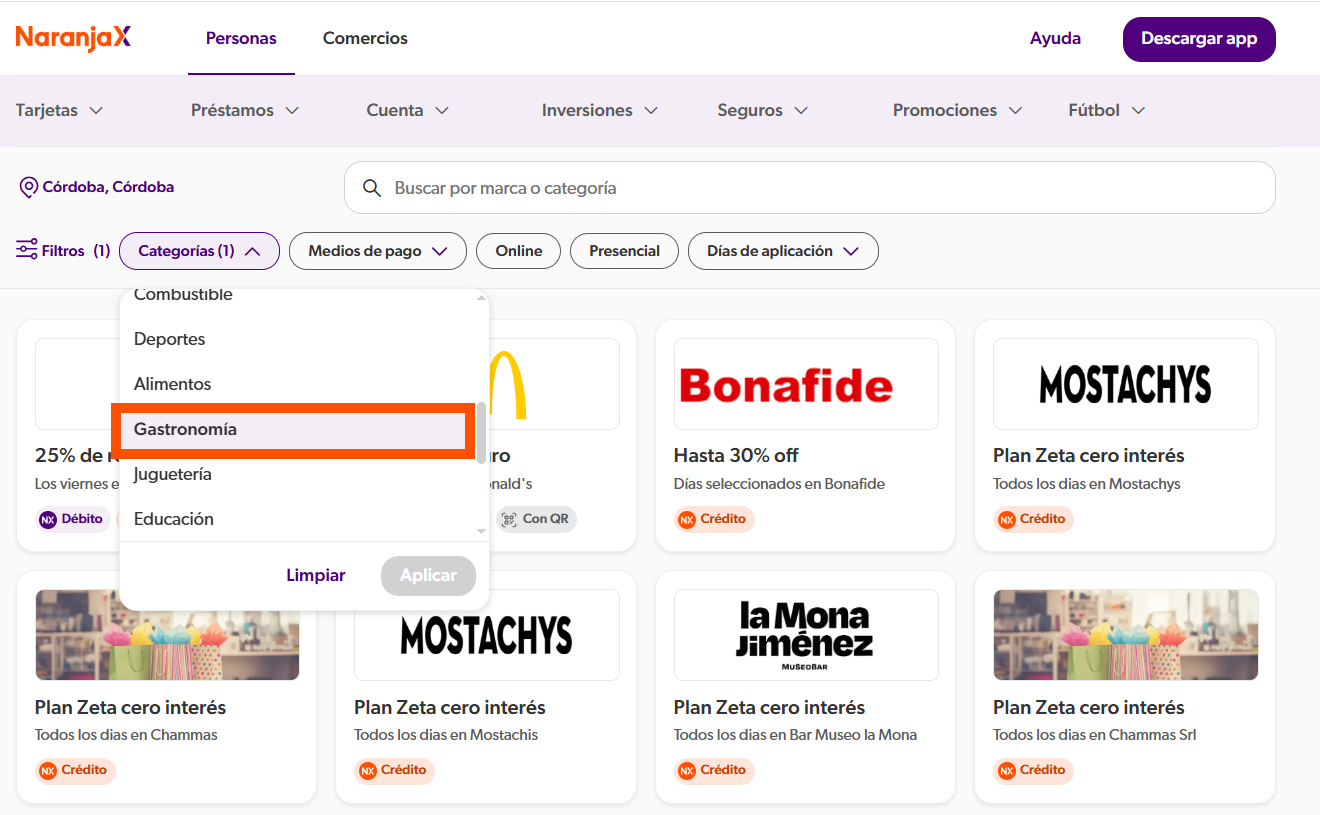 Promos en gastronomía