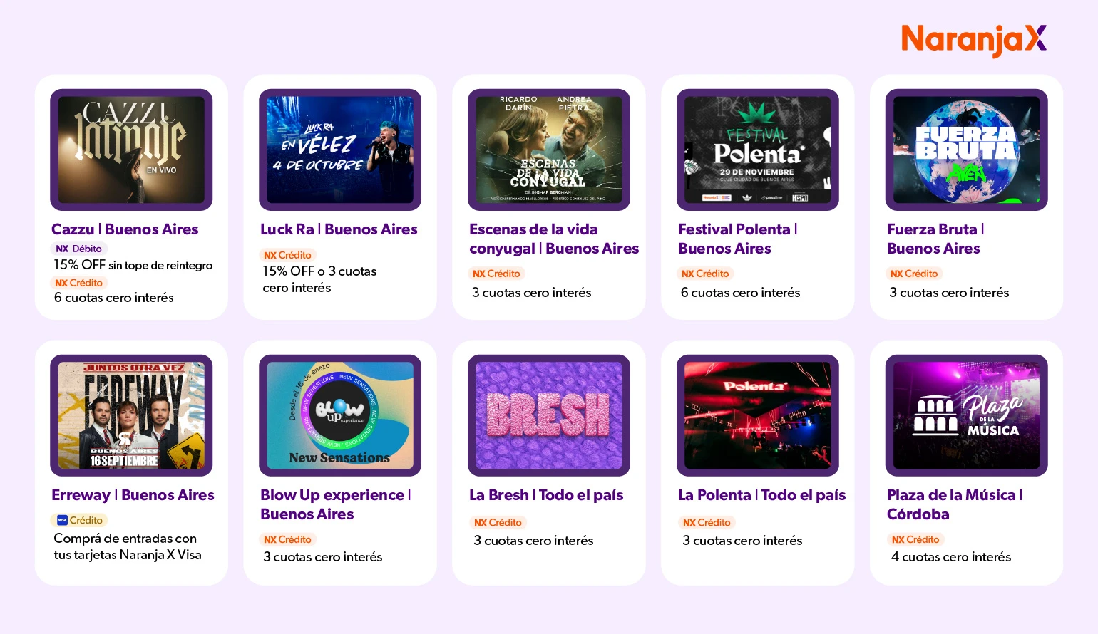 Propuesta de entretenimiento de Naranja X