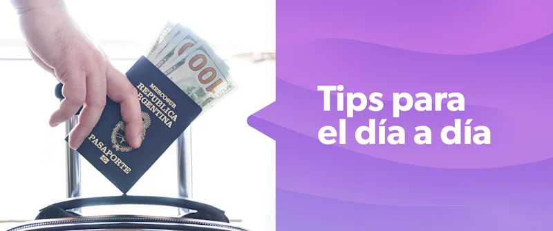 mano con pasaporte argentino y pago en dólares al exterior