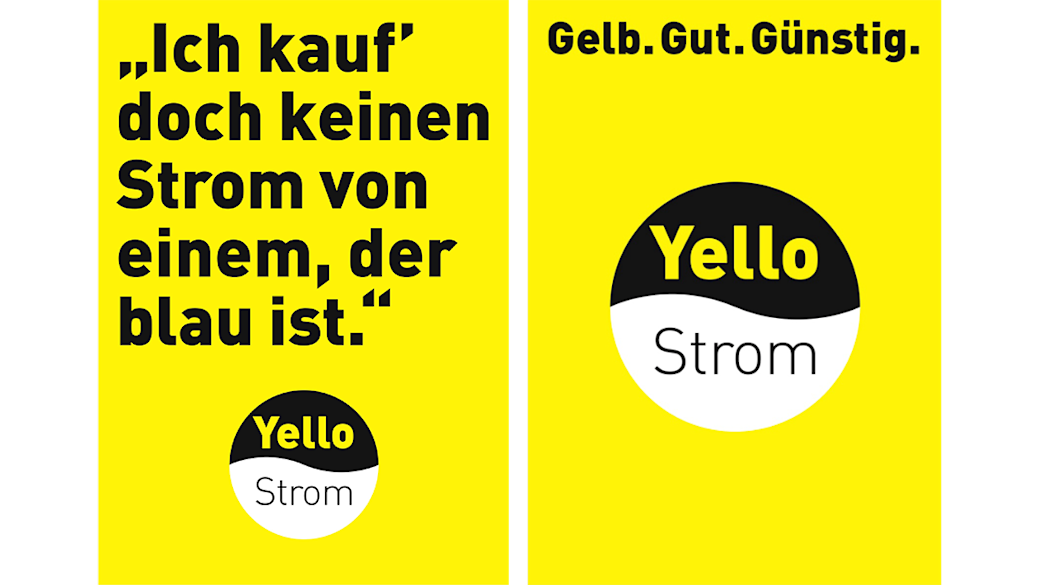 Werbeanzeigen zur Einführung der Marke "Yello": Ich kauf' doch keinen Strom von einem, der blau ist.