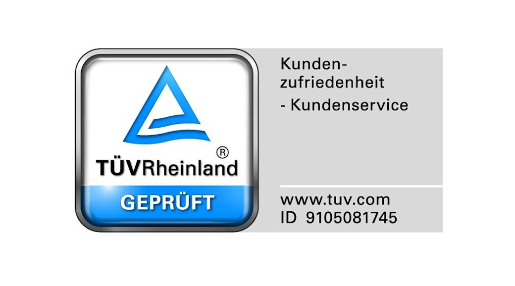 Siegel TÜV Rheinland geprüft, Kundenzufriedenheit, Kundenservice ID 9105081745