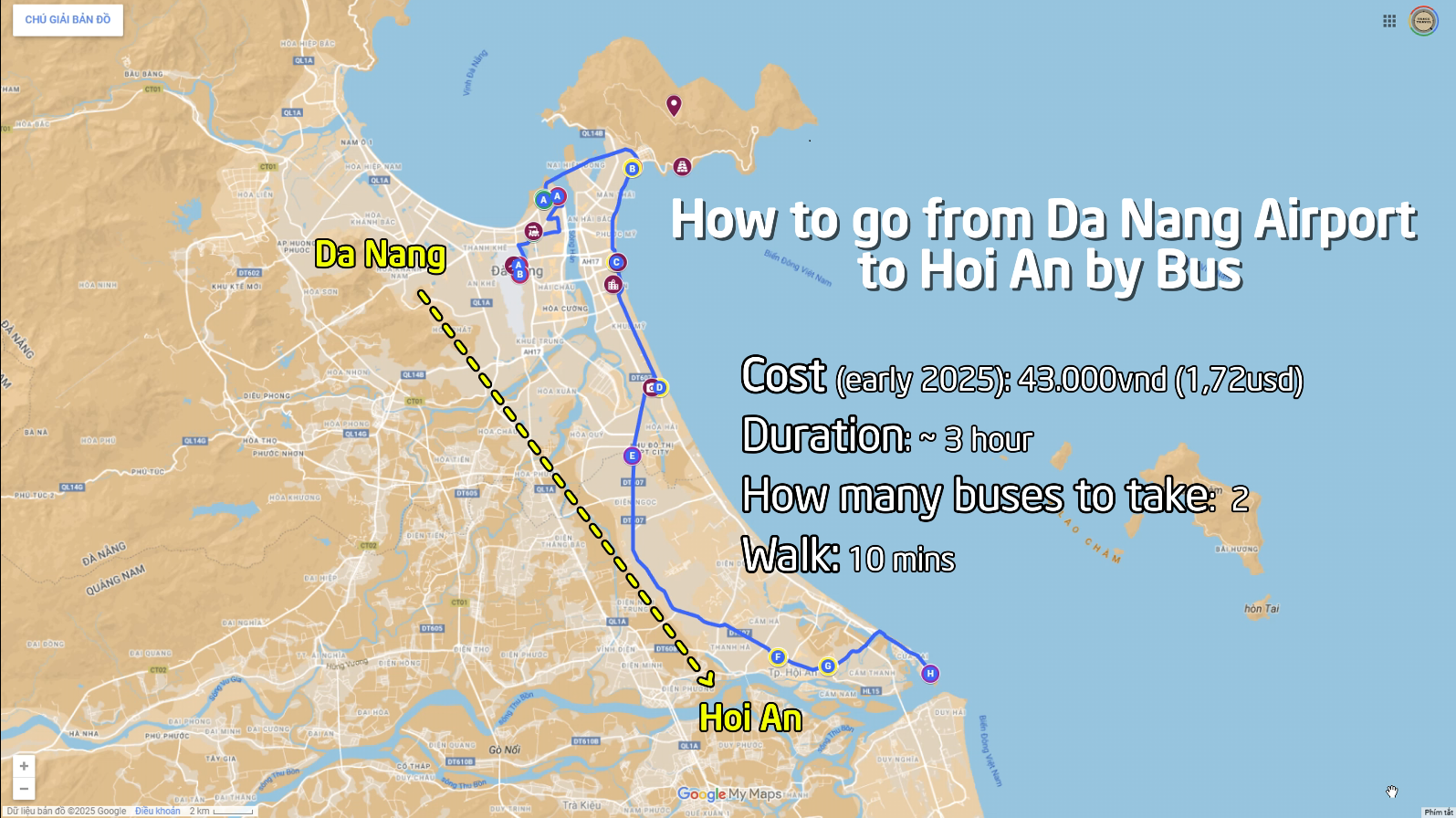 How to take the bus from Da Nang airport to Hoi An (step by step)?