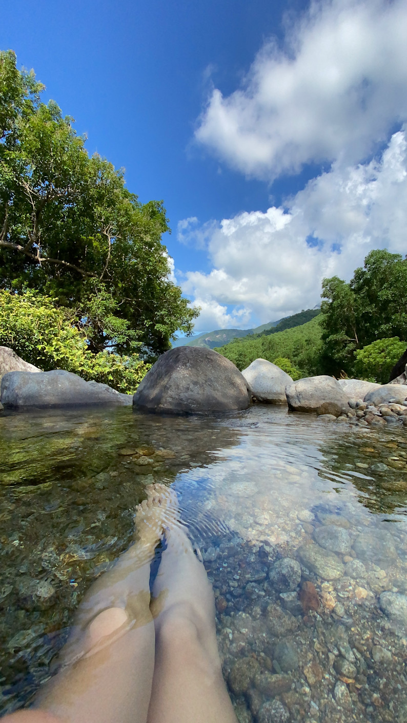 My wife is relaxing with baby fish 