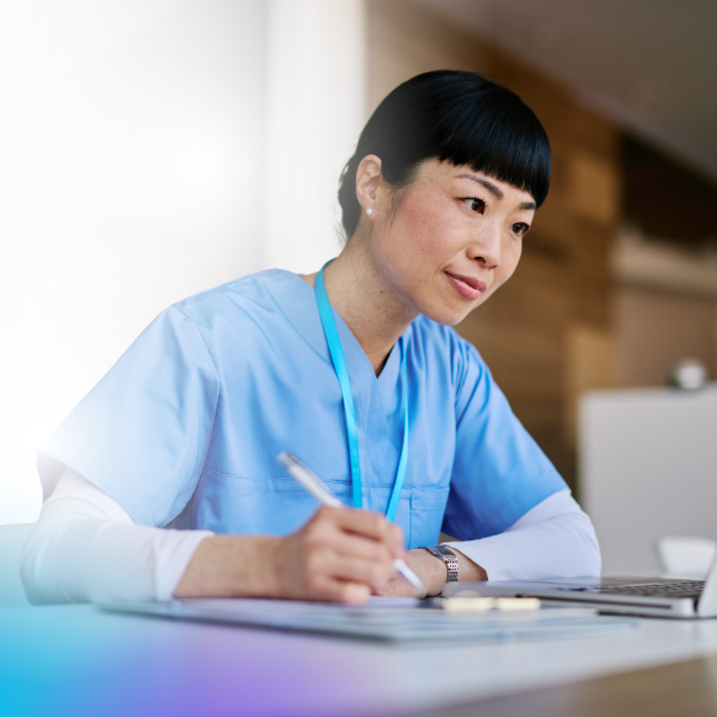doctor sitting at a desk
