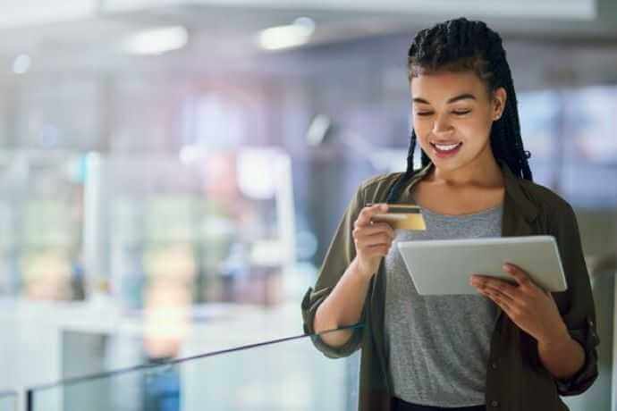 Woman banking online