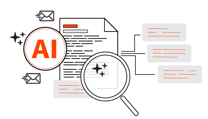 infographic for automation in the mailroom, showing content search and extraction.