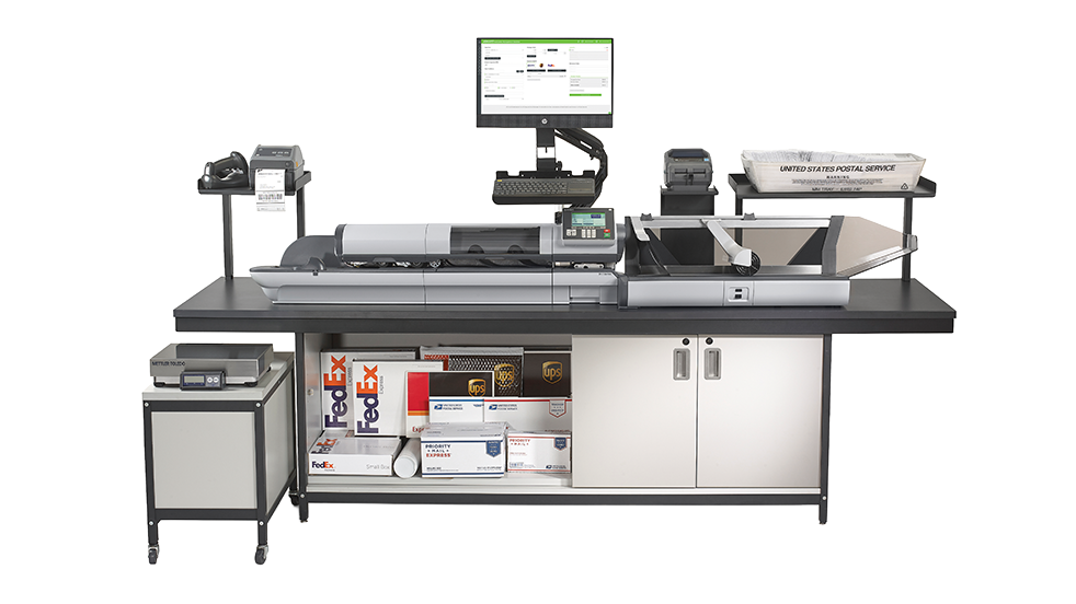iX-7 with cabinet, boxes, monitor, labelprinter, and bins
