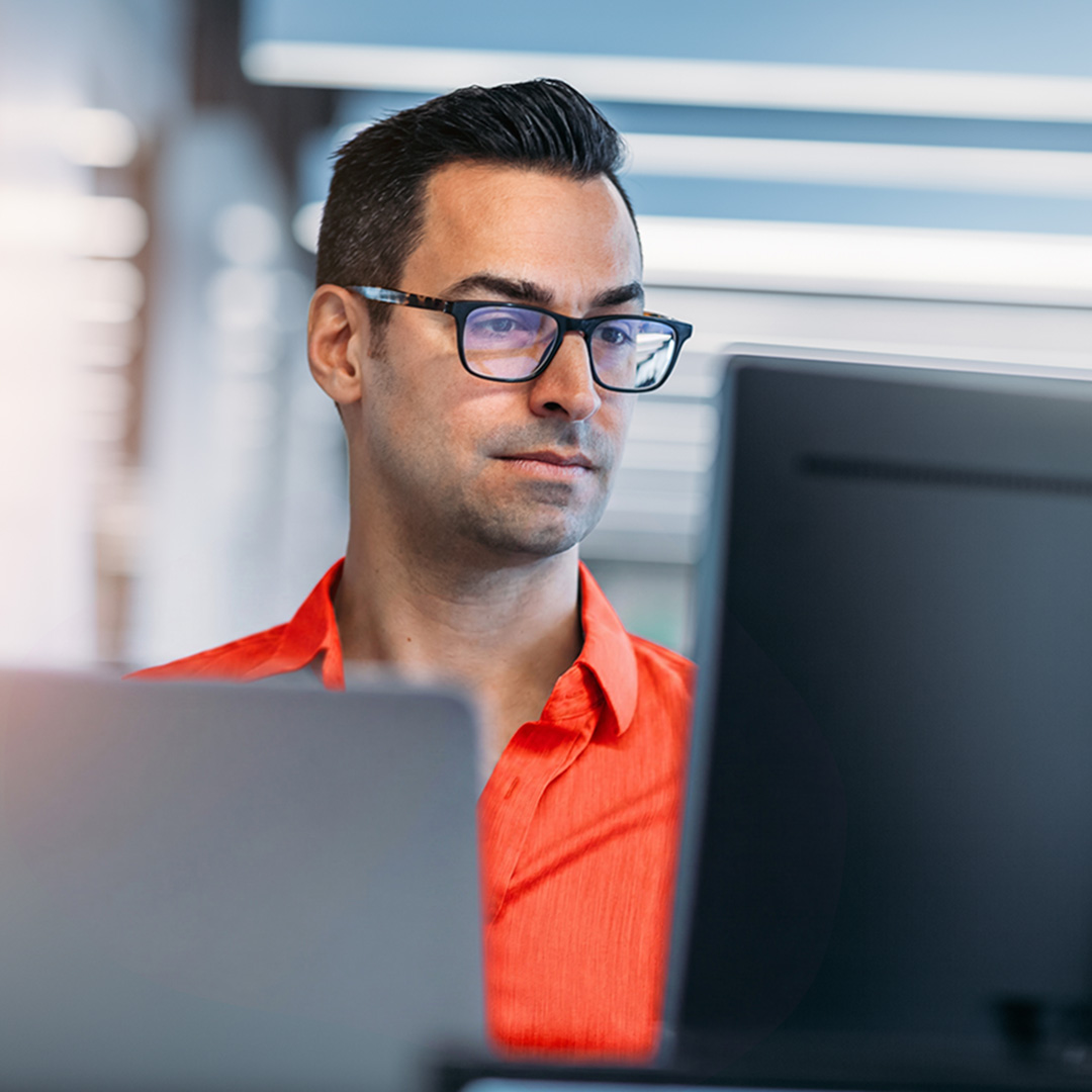 Businessman working at computer