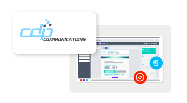 cdp communications logo and screen