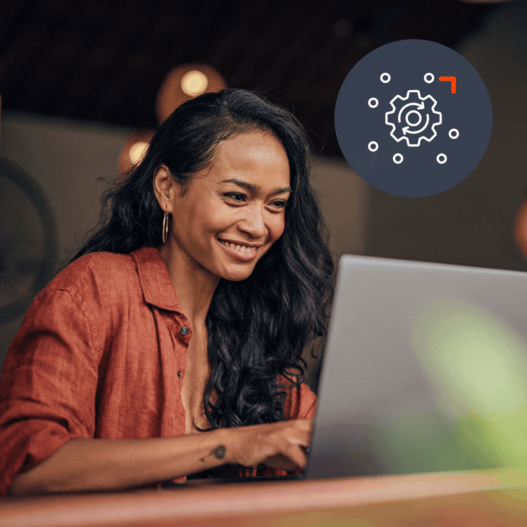 automate animated icon - woman at computer