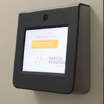 image of keypad or touchscreen to enter a secured package room