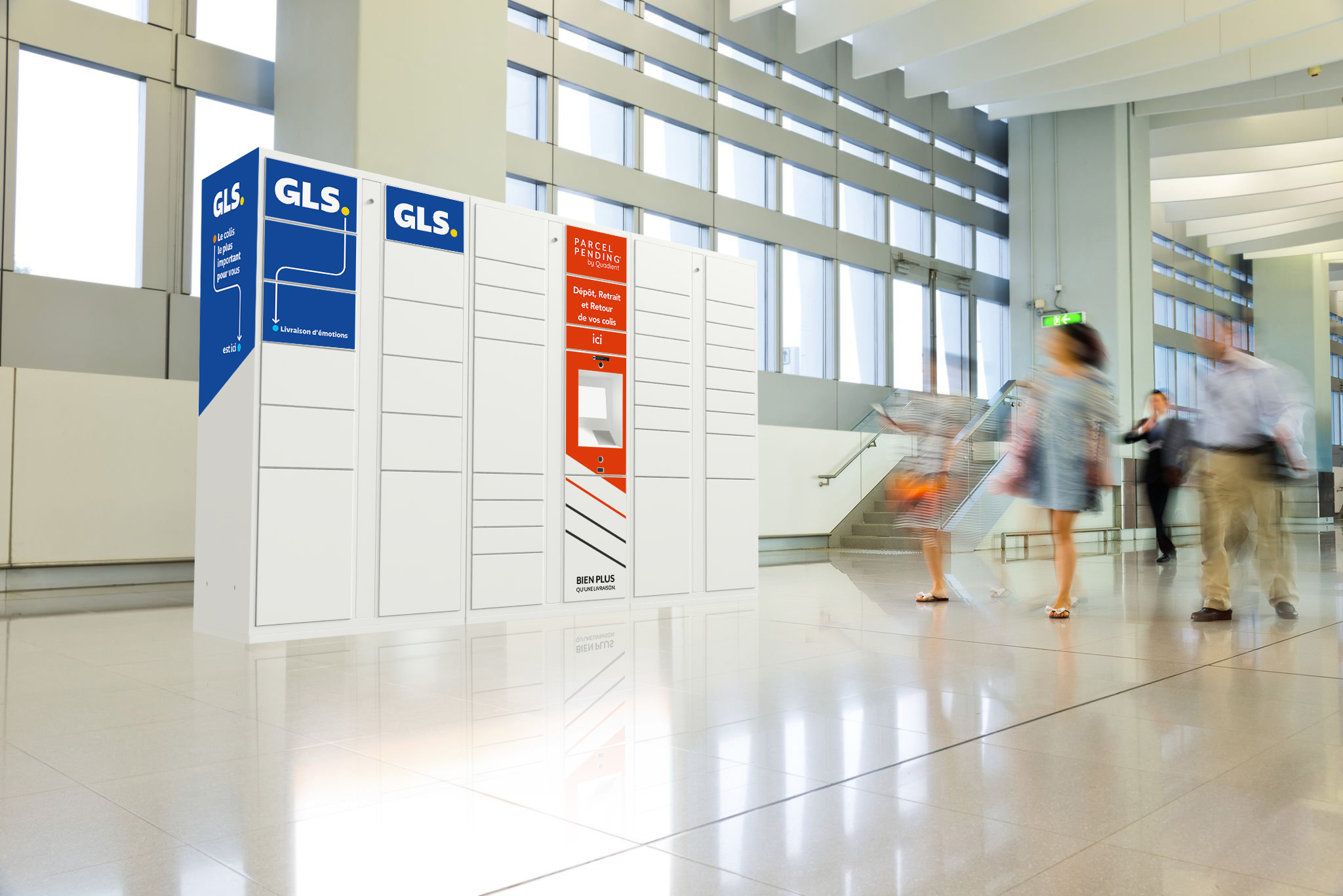 Quadient locker with GLS Logo