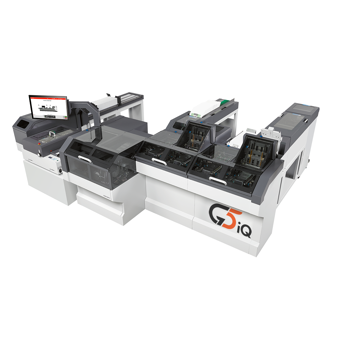Image of Quadient high-volume production mail workflow machine the DS 1200 G5iQ on white background