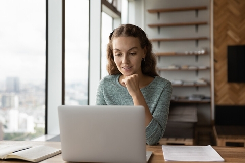 woman using laptop