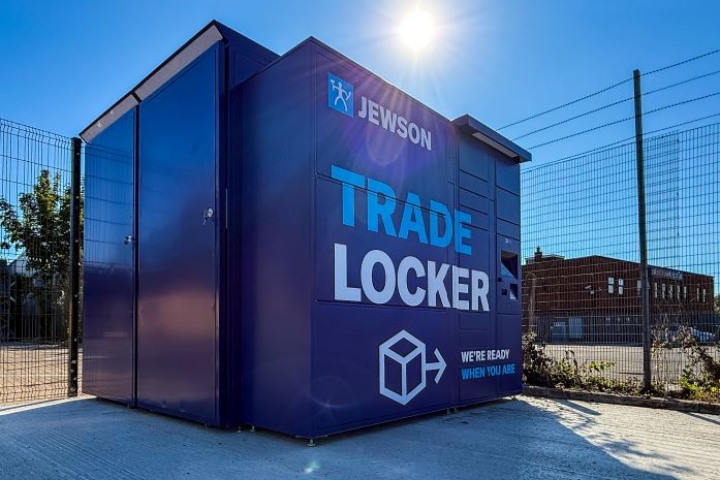 Image of an oversize parcel locker branded as Jewson