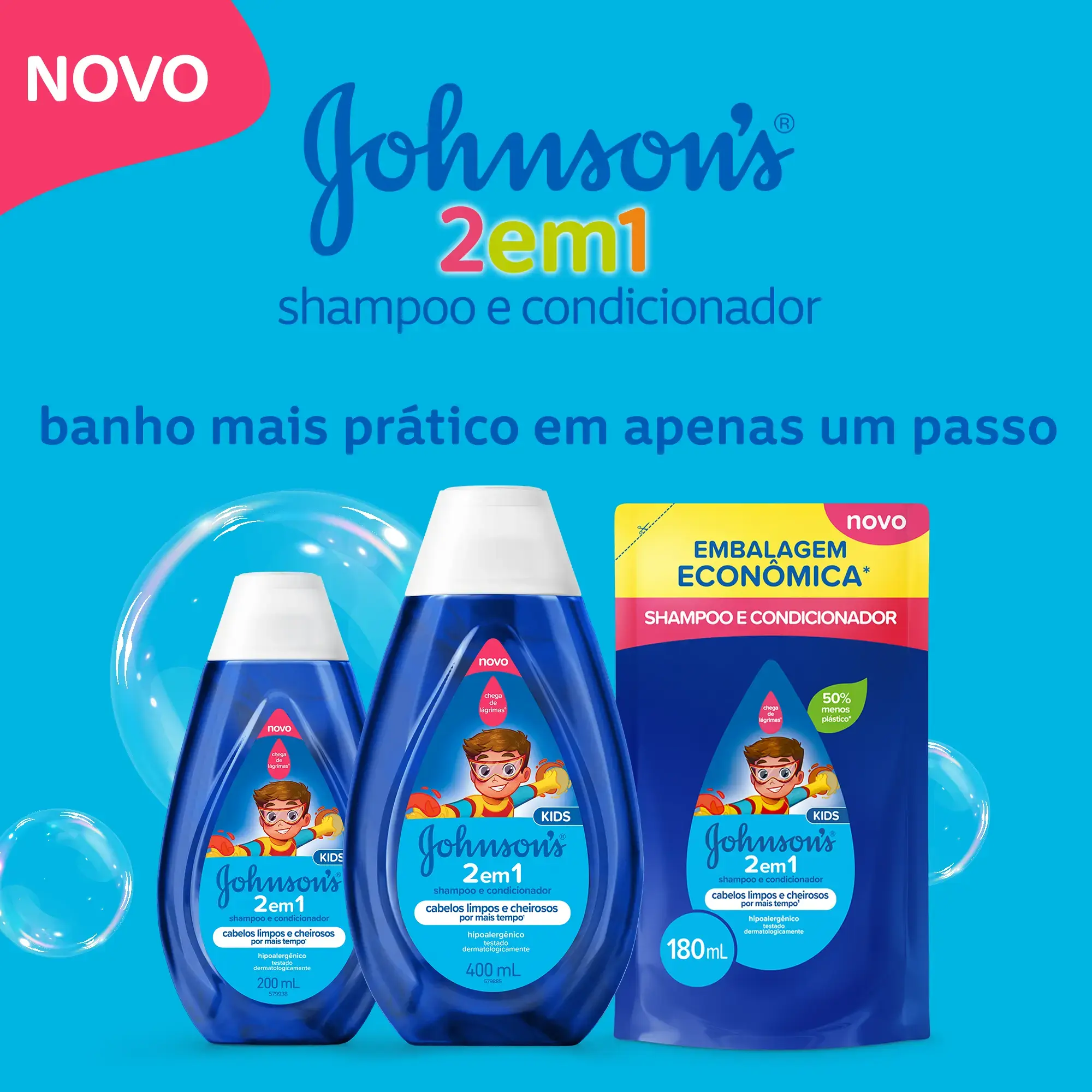 2 em 1 Shampoo e Condicionador Infantil JOHNSON’S® 400ml