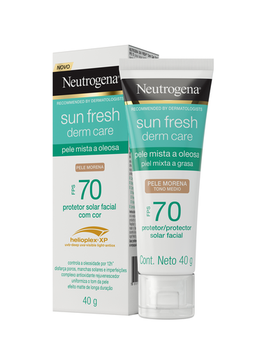 NEUTROGENA SUN FRESH® Derm Care FPS70 com cor pele morena