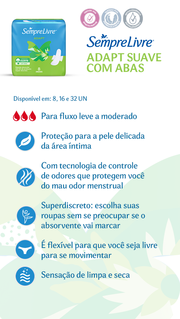 SEMPRE LIVRE® ADAPT® SUAVE COM ABAS - Image 1 - semprelivre.com.br - pt-BR