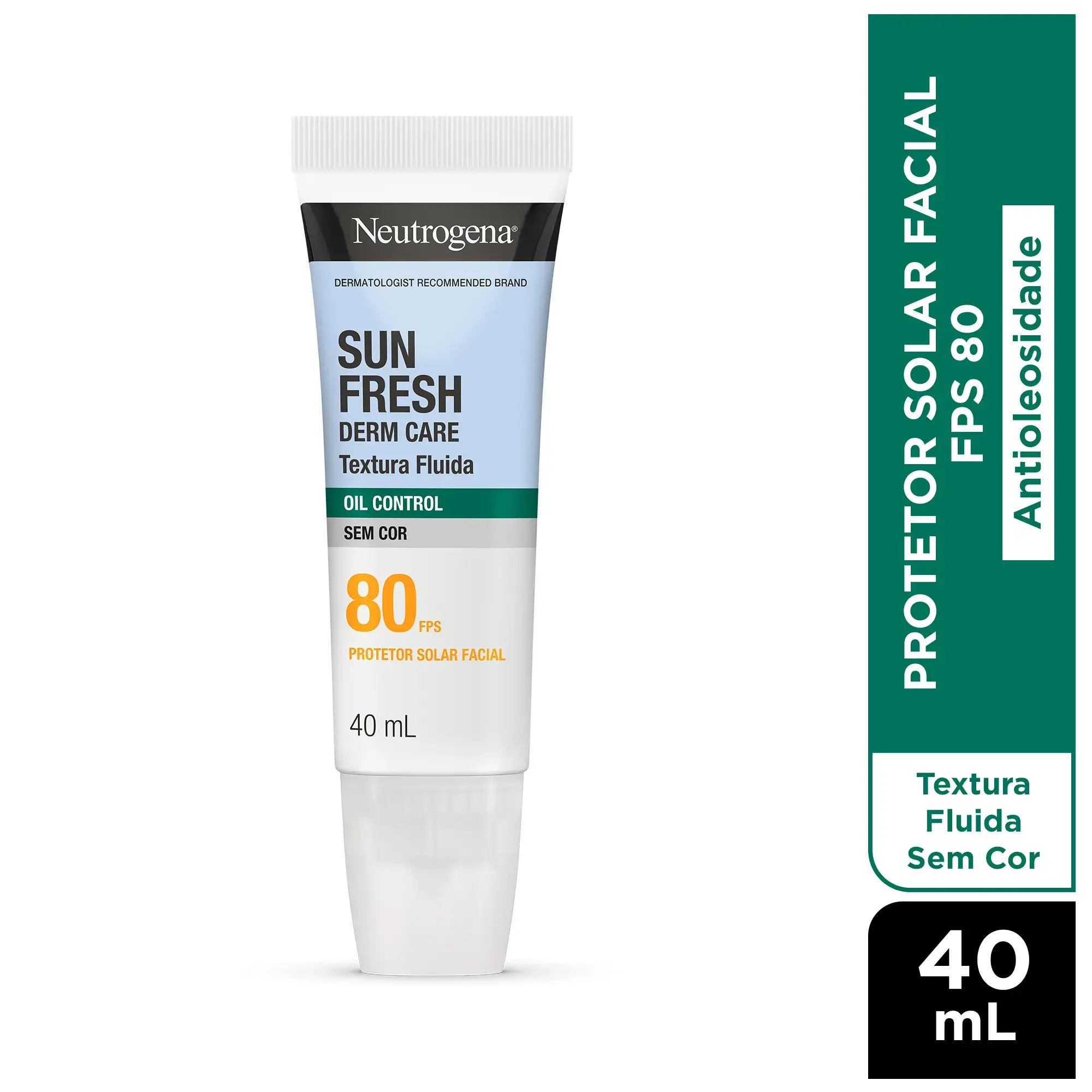 Protetor Solar Facial NEUTROGENA SUN FRESH® Derm Care Oil Control Fluido Sem Cor FPS 80 40mL
