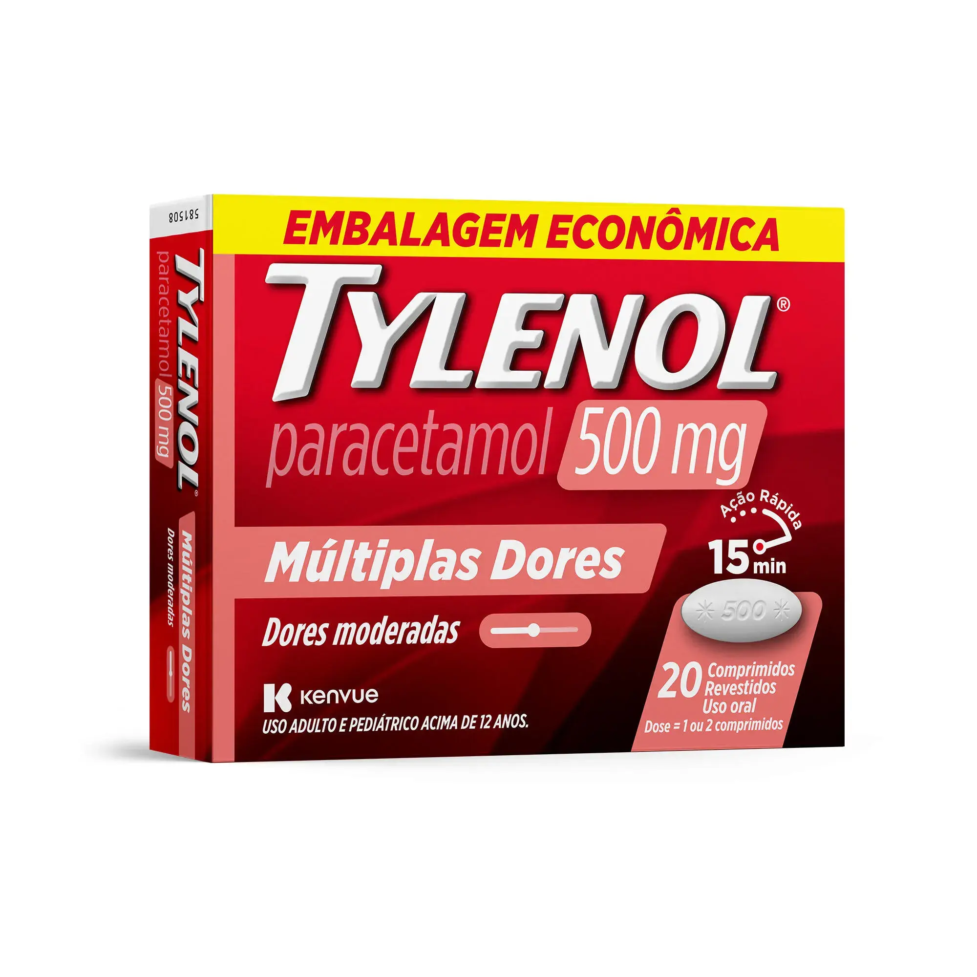 TYLENOL® MÚLTIPLAS DORES MODERADAS 500mg img hero