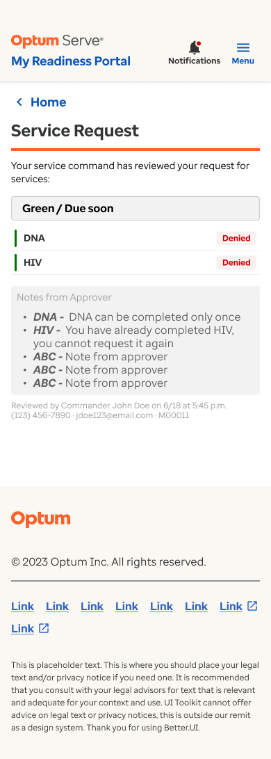 Service Request Record - Denied