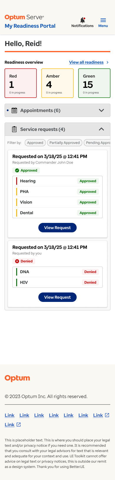 Portal Home - Service Request