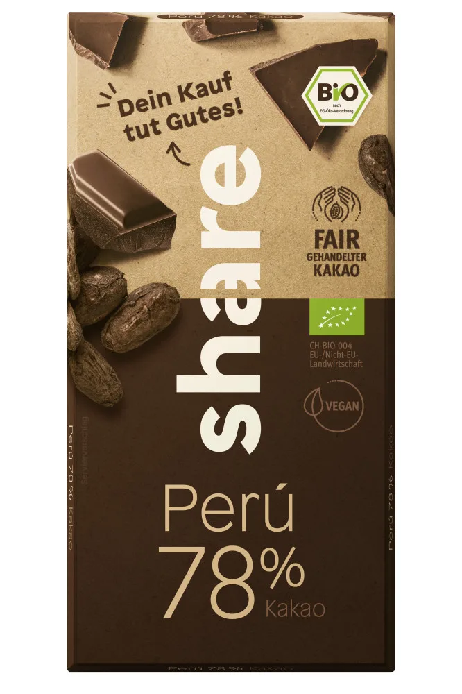 Bild des Produkts Bio Schokoladentafel Edelbitter Peru (78% Kakao) 100g