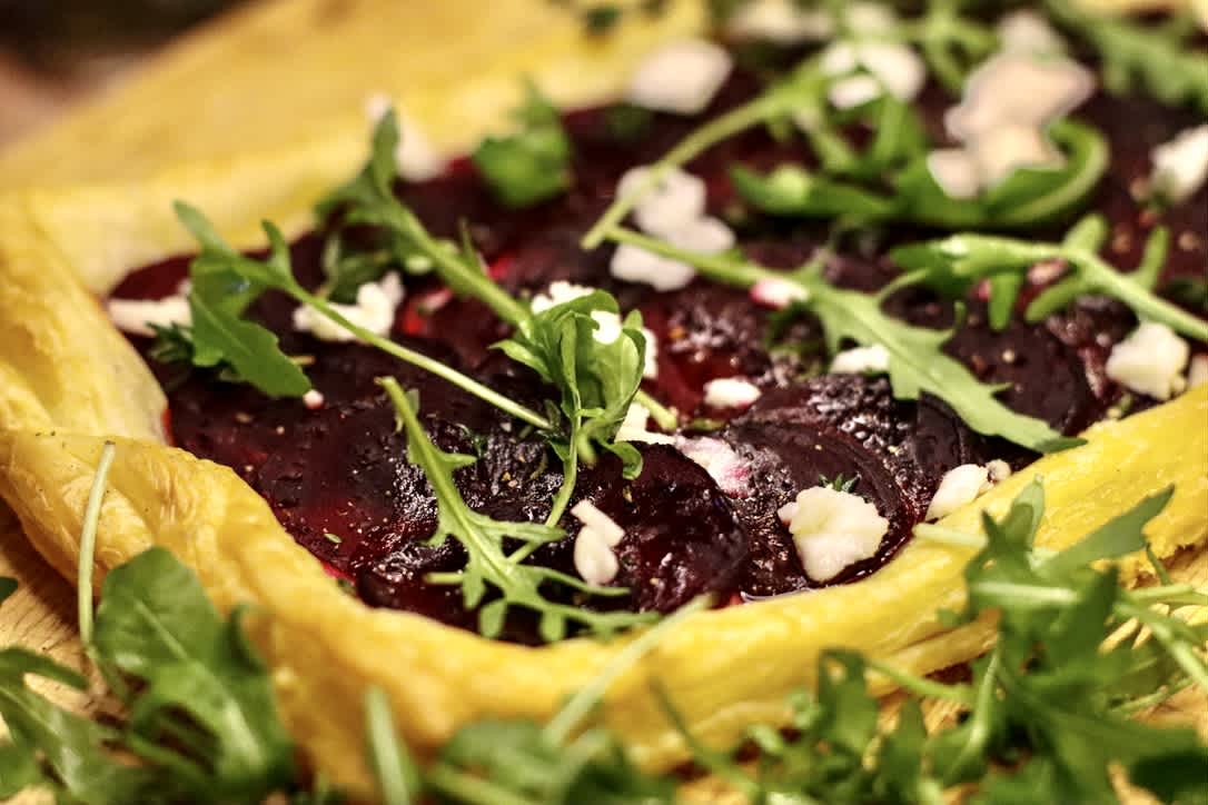 Beetroot & Crumbled Cheese Tart