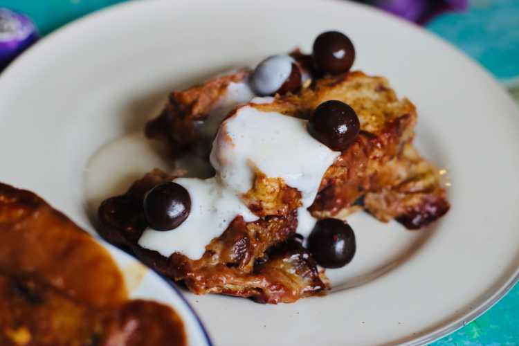 Chocolate Hot Cross Bun & Butter Pudding