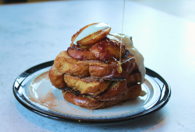 Vegan French Toast with Roasted Peaches