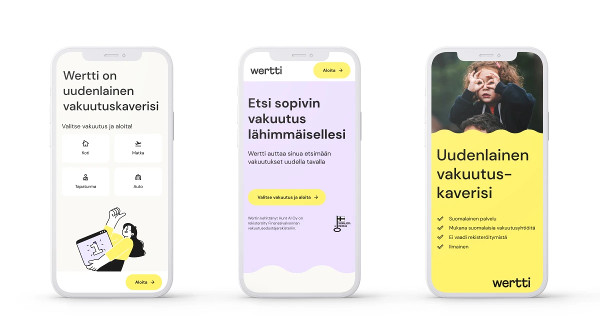 Mobile views of wertti.fi service