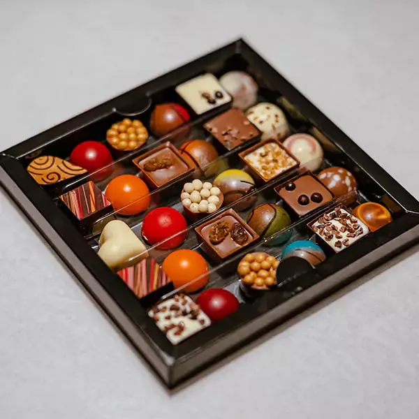 A box of different pralines