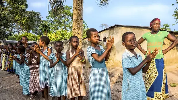 A line of children