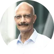 Close-up photograph of Ashok Krishen's face