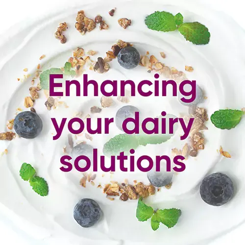 Dairy product brochure saying: enhancing your dairy solutions