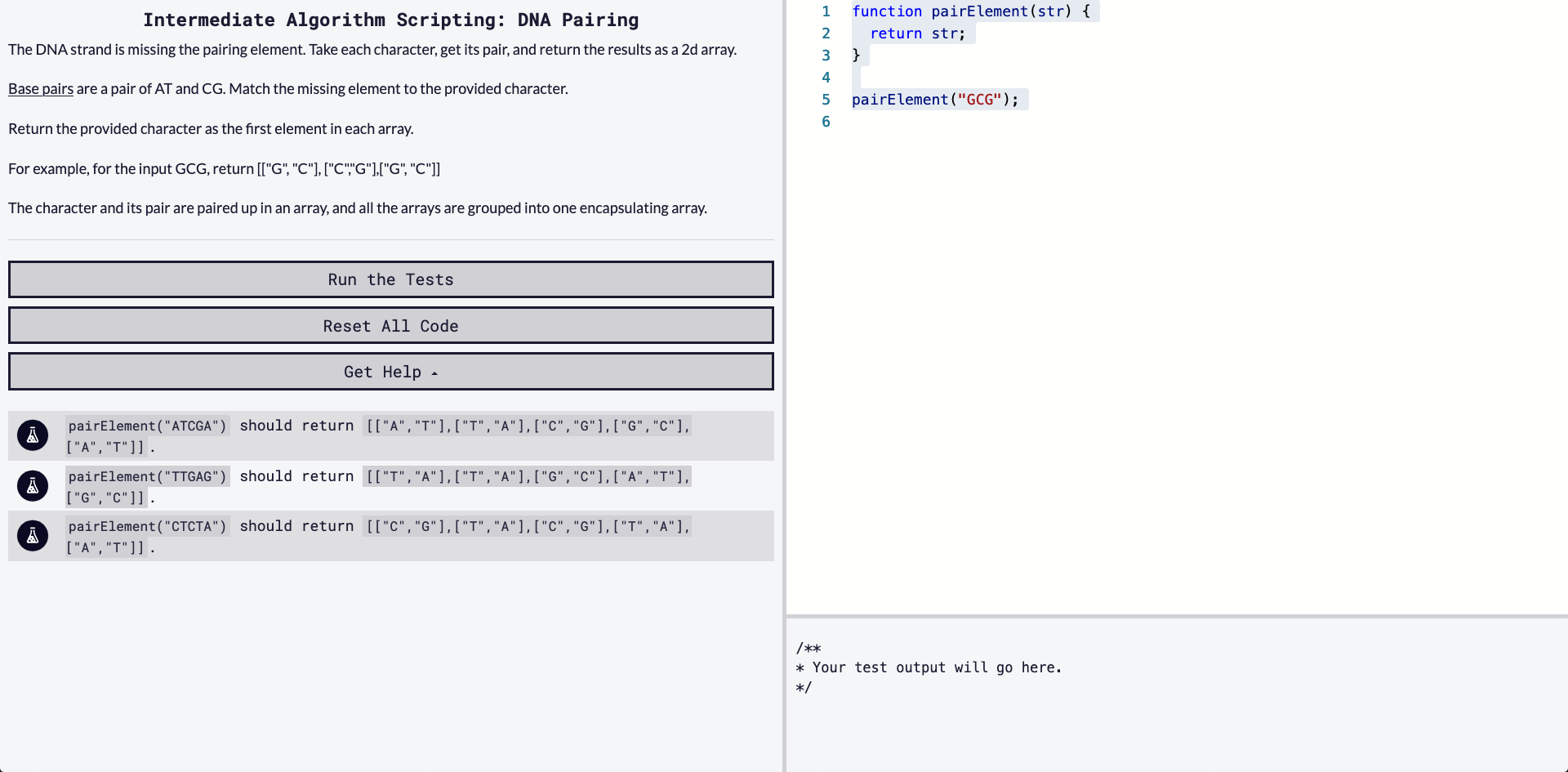 Solving Dna Pairing Freecodecamp Algorithm Challenges Dev Community