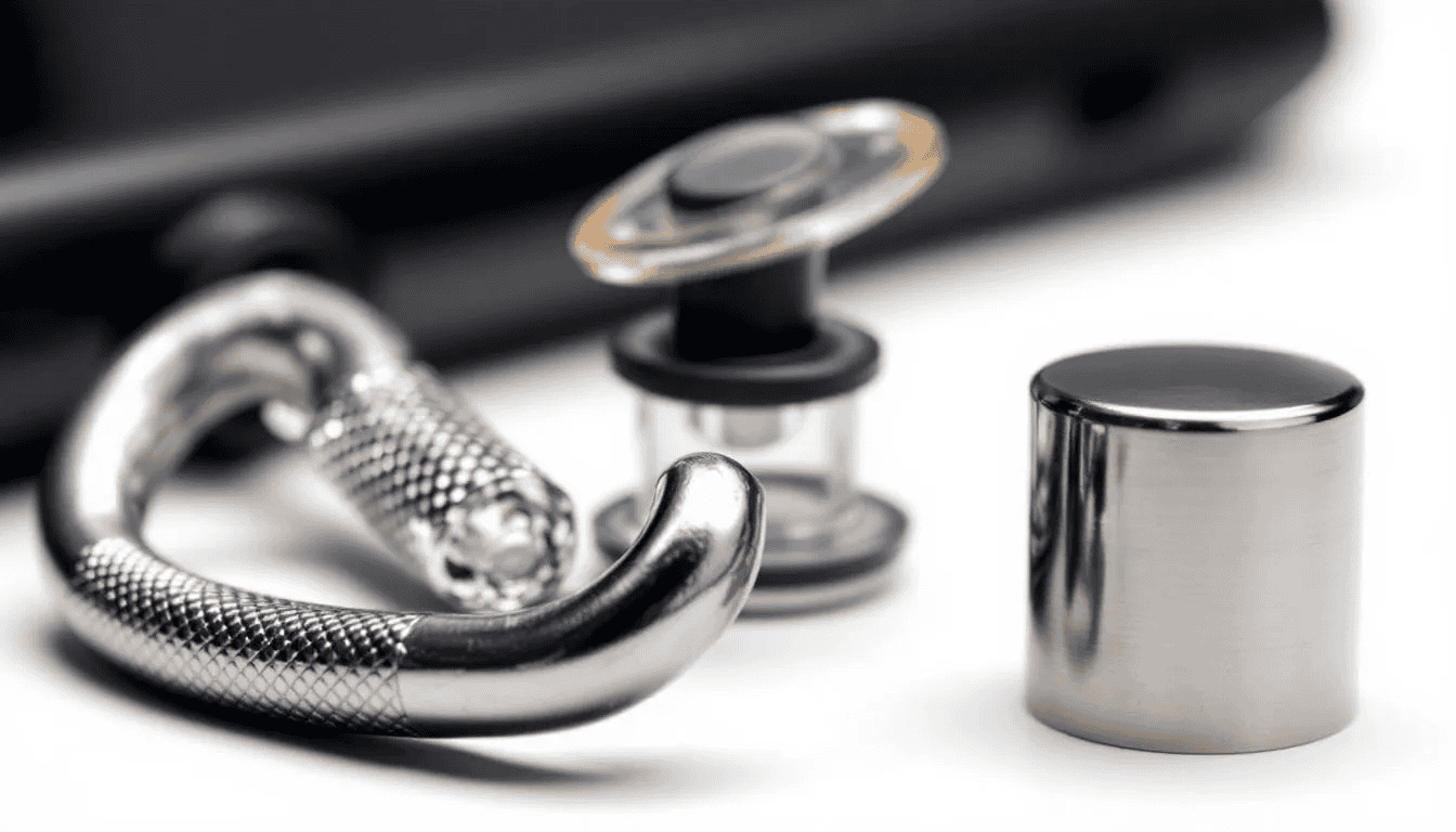 The image showcases a close-up view of various pick stick attachments, including hooks, suction cups, and magnetic tips, designed for efficient handling of individual and multiple items in warehouse operations. These ergonomic tools optimize order fulfillment processes by allowing warehouse staff to reach high shelves safely and reduce human errors during picking and packing.