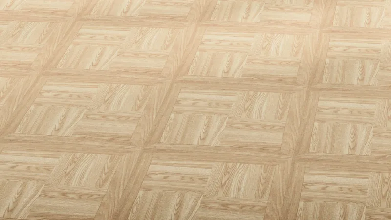 Modern kitchen with Natural Wood Parquet Peel and Stick Water Resistant Vinyl Tile Flooring 