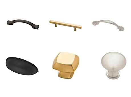 Gold cabinet hardware.