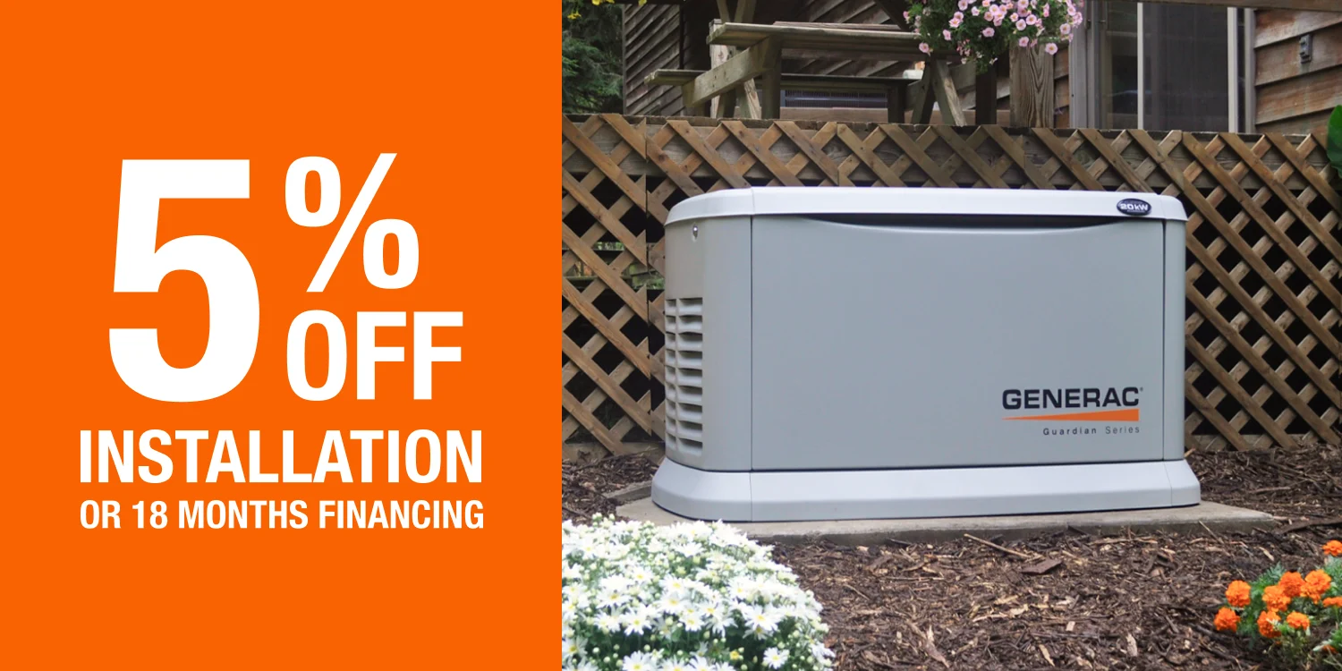 5% Off Install or 18 Month Financing when you use your Home Depot credit card on Installed Generators Promotion