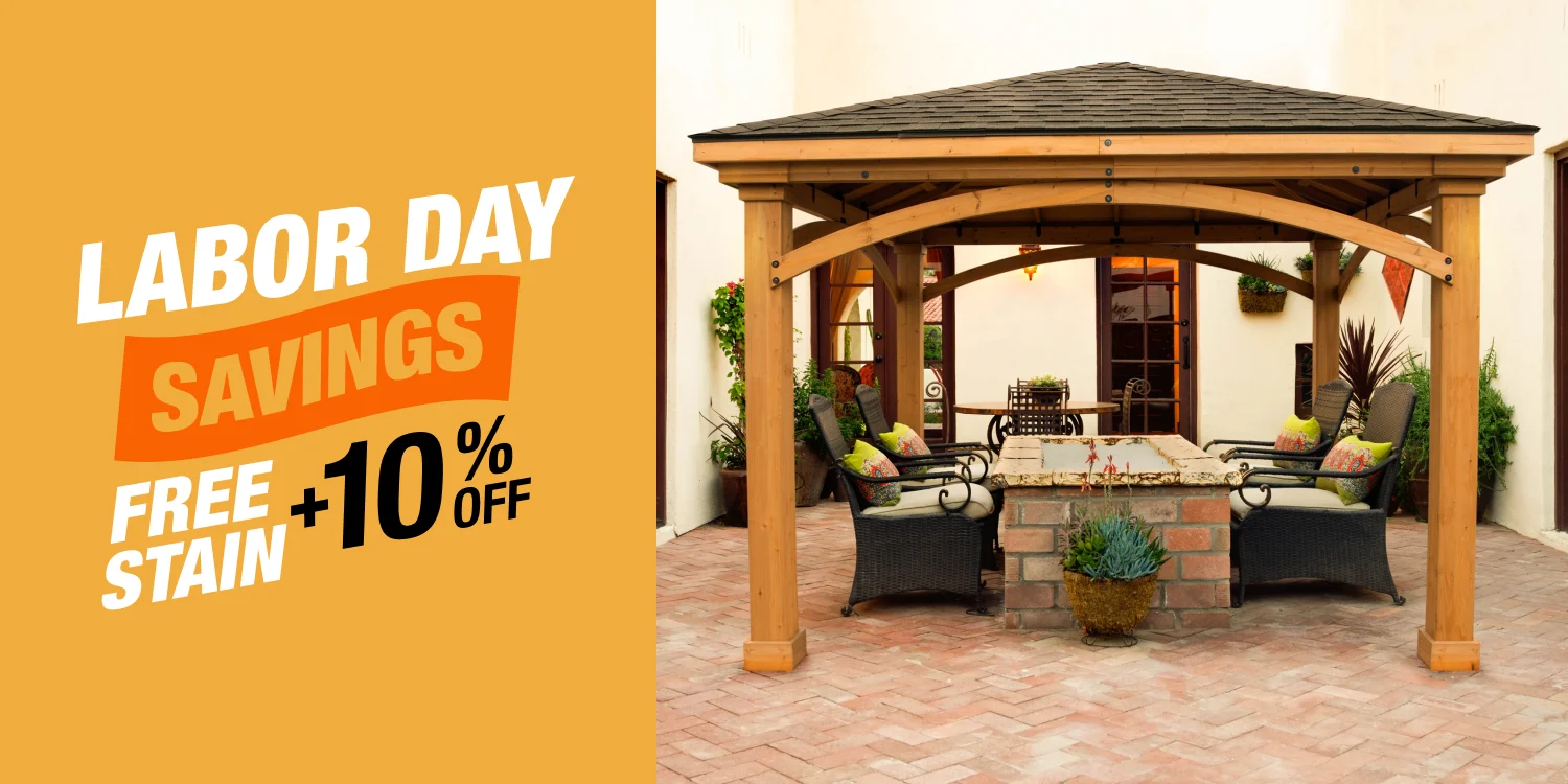 Pergola Installation Labor Day Savings 10% Off and Free Stain + 24 Month Financing article promo