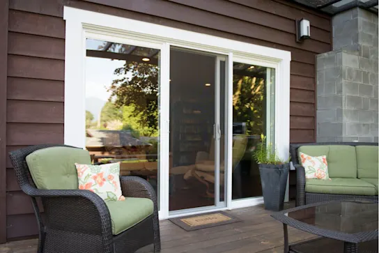 A sliding screen door